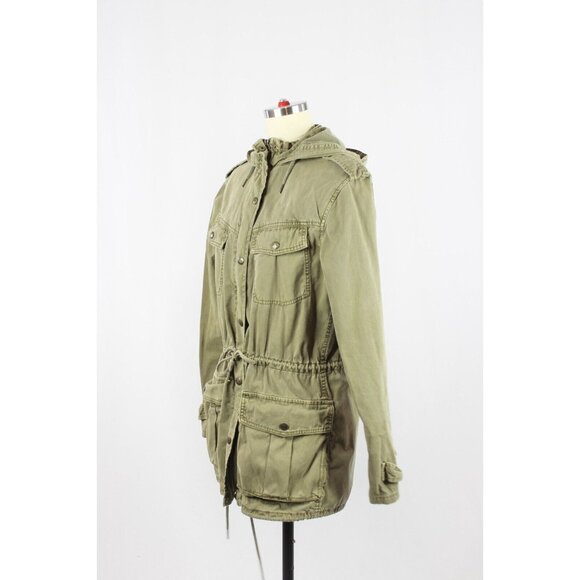 Aritzia TALULA Trooper Green Cotton Twill Hooded Utility Field Jacket, Size S - Picture 5 of 16